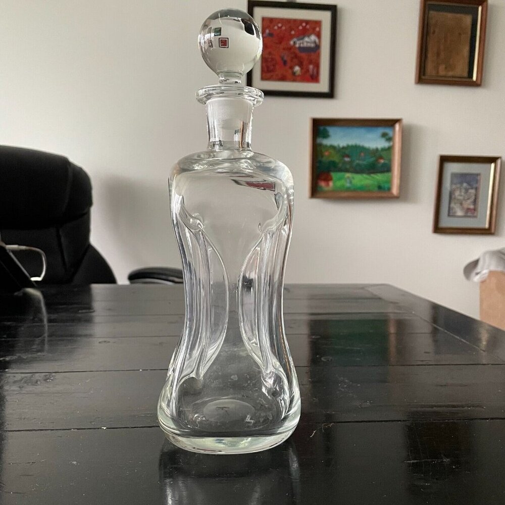 Vintage Holmegaard "KLUK KLUK" Pinch Art Glass Decanter with Stopper Glassware